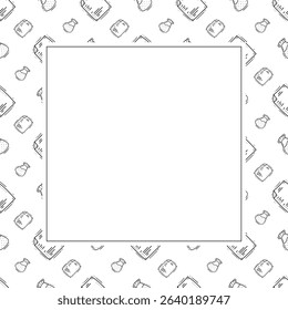 kitchen utensil frame. doodle kitchenware square frame. kitchen background