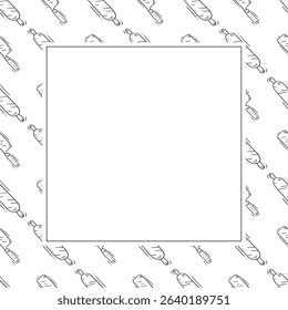 kitchen utensil frame. doodle kitchenware square frame. kitchen background