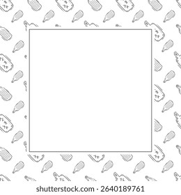 kitchen utensil frame. doodle kitchenware square frame. kitchen background