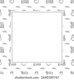 kitchen utensil frame. doodle kitchenware square frame. kitchen background