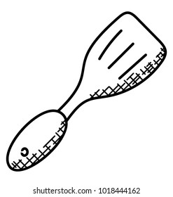 
A kitchen utensil, frying spoon, doodle icon
