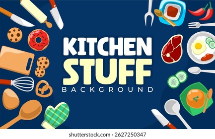 kitchen utensil hand draw background with placement