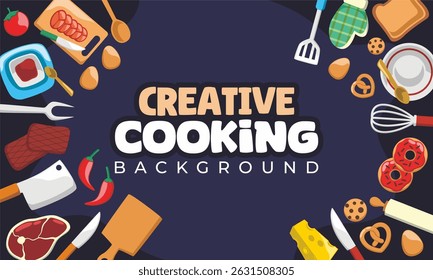  kitchen utensil hand draw background with placement