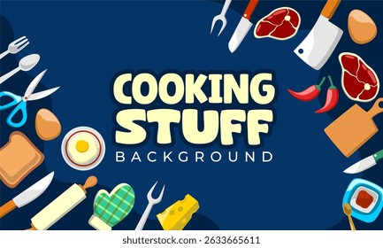 kitchen utensil hand draw background with placement