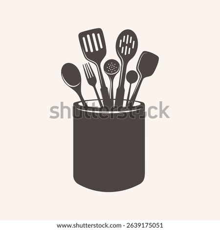 Kitchen Utensil Holder Vector, Kitchen Tools Holder Vector, Kitchen Tools Holder Silhouette, Kitchen Holder Silhouette. 
