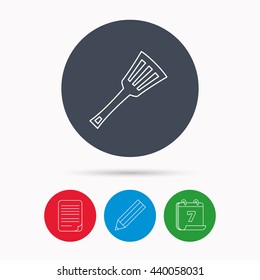 Kitchen utensil icon. Kitchenware spatula sign. Cooking tool symbol. Calendar, pencil or edit and document file signs. Vector