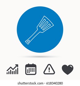 Kitchen utensil icon. Kitchenware spatula sign. Cooking tool symbol. Calendar, attention sign and growth chart. Button with web icon. Vector