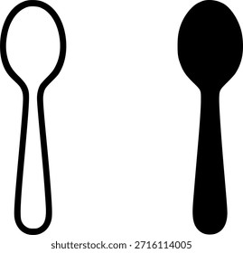 Kitchen utensil icon, spoon illustrations, outline and silhouette versions
