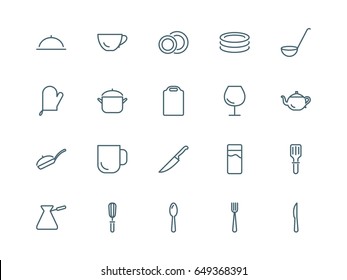 Kitchen utensil icons set