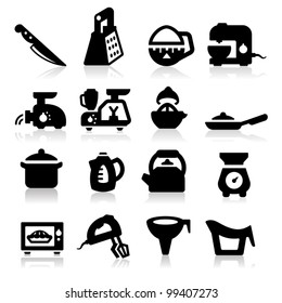 Kitchen utensil icons set - Elegant series