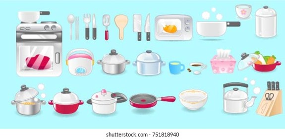 Kitchen utensil icons vector illustration