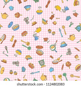 Kitchen utensil illustration pattern,
I made a kitchen utensil an illustration simply,
I continue seamlessly,
