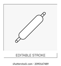  Kitchen utensil line icon. Rolling pin for dough. Cooking tools concept. Isolated vector illustration. Editable stroke