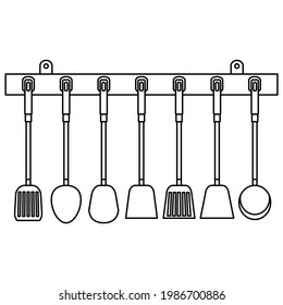 ilustración vectorial de línea utensilio de cocina,
aislado en fondo blanco.vista superior