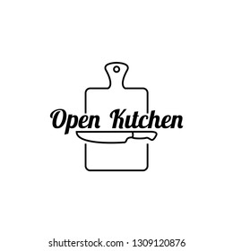 Kitchen utensil logo design. Cook, food, eat, cooking icon or logo. Lettering, calligraphy vector illustration