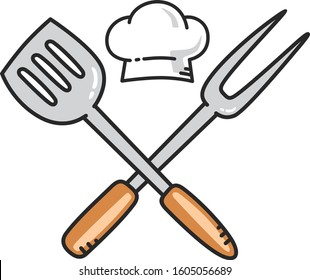 kitchen utensil master chef character cartoon art logo icon