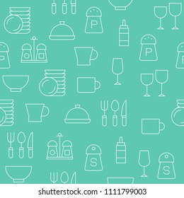 Kitchen utensil outline seamless pattern for wallpaper or wrapping paper