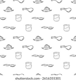kitchen utensil pattern. kitchenware seamless pattern. doodle cooking utensil seamless pattern. doodle kitchen background