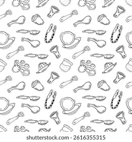 kitchen utensil pattern. kitchenware seamless pattern. doodle cooking utensil seamless pattern. doodle kitchen background