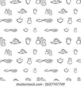 kitchen utensil pattern. kitchenware seamless pattern. doodle kitchen background