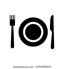 kitchen utensil plate fork knife illustration on white background..eps