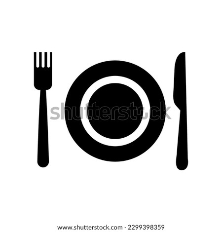 kitchen utensil plate fork knife illustration on white background..eps