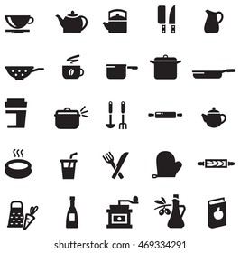 Kitchen utensil set icons