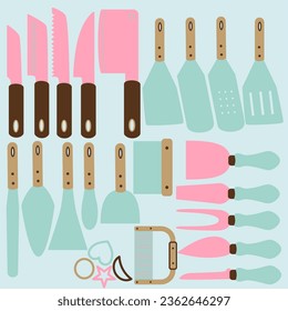 Kitchen utensil set tools illustration
