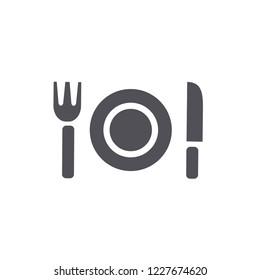 Kitchen utensil spoon plate fork. Knife and furcula vector illustration