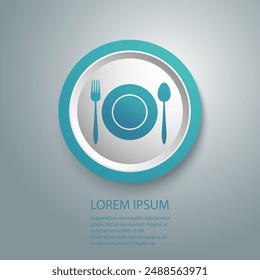 Kitchen utensil spoon plate fork. Vector