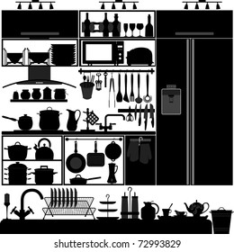 Kitchen Utensil Tool Equipment Interior Design Black Silhouette