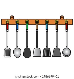 kitchen utensil vector illustration,
isolated on white background.top view