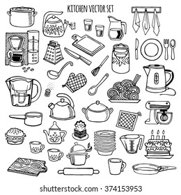 Kitchen Utensils Appliance White Black Vector Stock Vector (Royalty ...