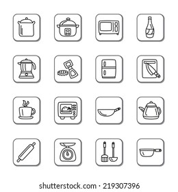Kitchen Utensils and Appliances Doodle Icons