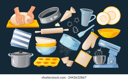 Kitchen utensils and appliances icons set