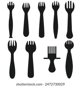 kitchen utensils. Black silhouette of kitchen utensils