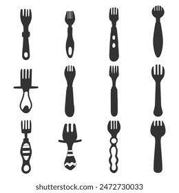 kitchen utensils. Black silhouette of kitchen utensils