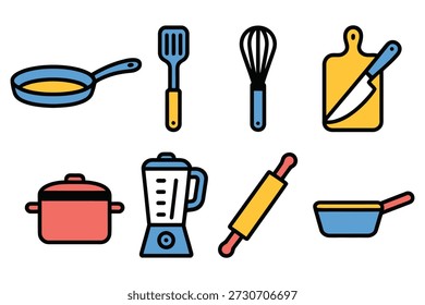 Utensílios de cozinha Coleção frigideira espátula