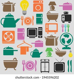 Kitchen Utensils Color Icons - houseware