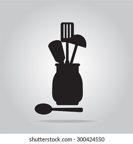 kitchen utensils in container vector illustration