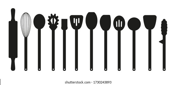 Kitchen utensils  cooking  set 12 piece tools: turner, whisk, spoon, brush, spatula, rolling pin, pasta fork.