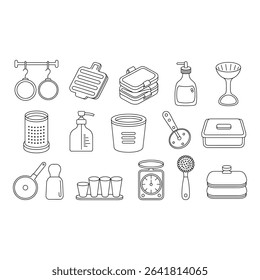 Kitchen utensils and cooking tools isolated on white background