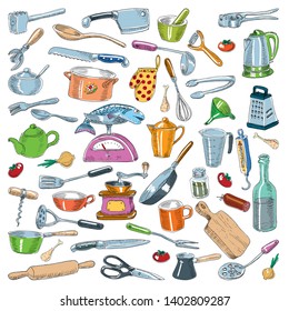 Kitchen utensils & Cooking tools. Vector illustration