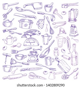 Kitchen utensils & Cooking tools. Vector illustration