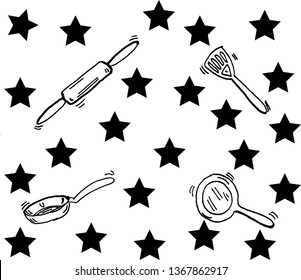 Kitchen utensils, cutlery. Kitchen equipment icon. - Vector