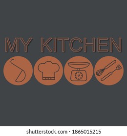 Kitchen utensils design on grey background