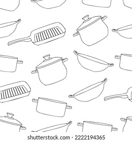 Utensilios de cocina ilustran el patrón sin fisuras en el vector. Diseño de patrones impecable con utensilios de cocina. El diseño de la cocina es impecable. 