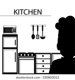 Kitchen utensils and equipment icon design, vector illustration graphic.
