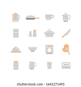 KITCHEN UTENSILS FLAT ICON SET	