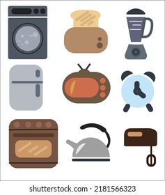 Kitchen Utensils Flat Icons. Colorful modern vector flat icons set.